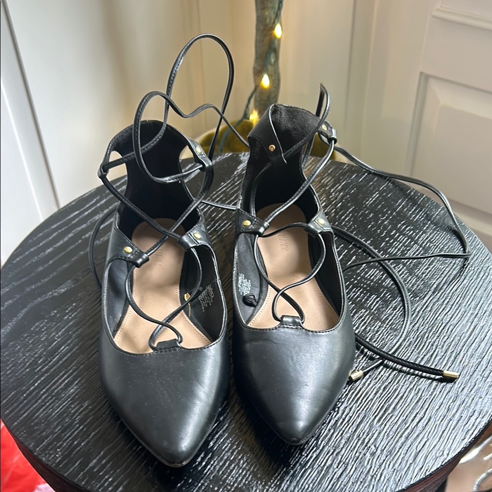 Old Navy Black Lace-Up Flats